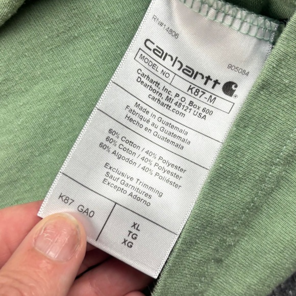 CARHARTT Men’s Green Short Sleeve Front Pocket Loose Fit T-Shirt size: XL - Picture 4 of 7